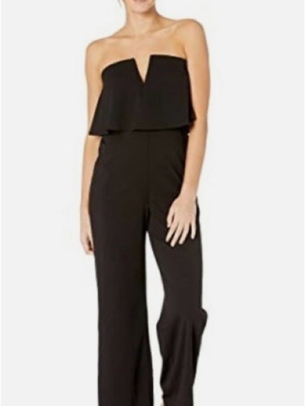 BEBE Strapless Black Jumpsuit - Wide-Leg